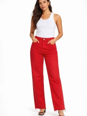 Zara Women’s Straight Leg Jeans in Red
